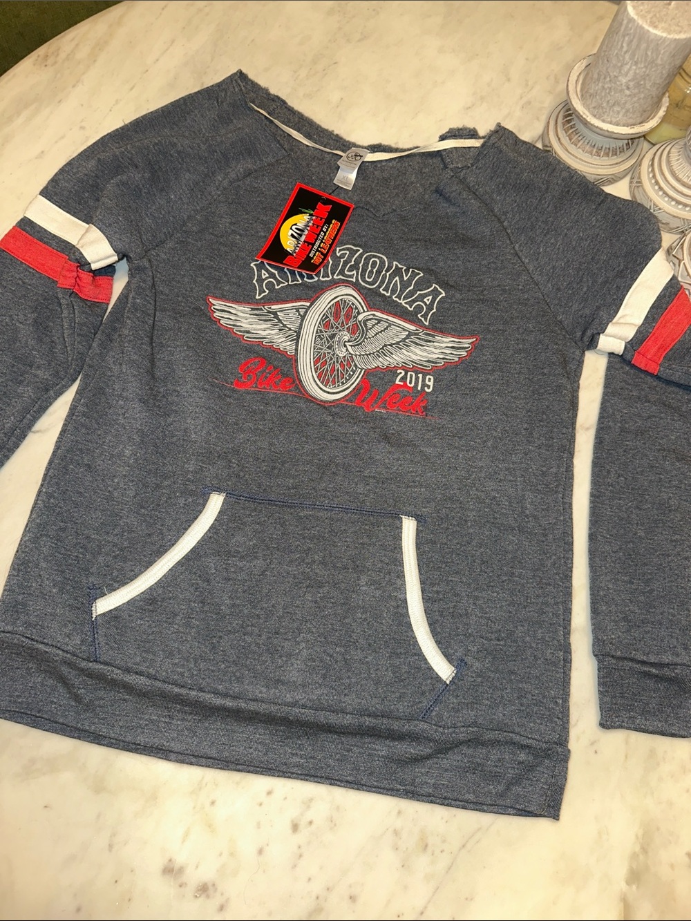 Arizona Bike Week 2019 Heather Blue Crewneck Sweater new with tags